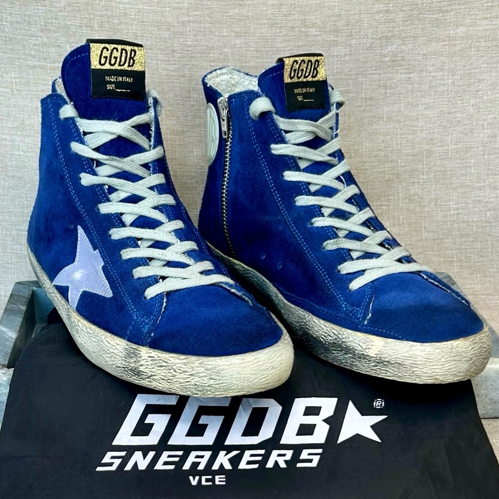 Golden Goose Francy High-Top Sneakers – Cobalt Blue Suede Like New EU 39/US 8.5
